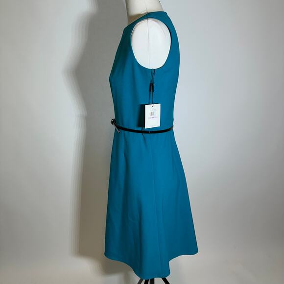 NWD Calvin Klein Lagoon Sleeveless Belted Dress Career Womens Petite Size 6P - Picture 4 of 12
